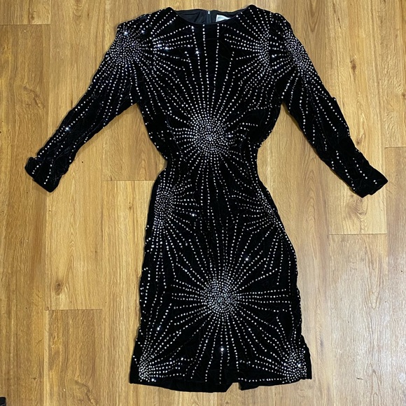 Vintage Ricki Lang for Nuit Black Velvet Cocktail Dress - Picture 1 of 6